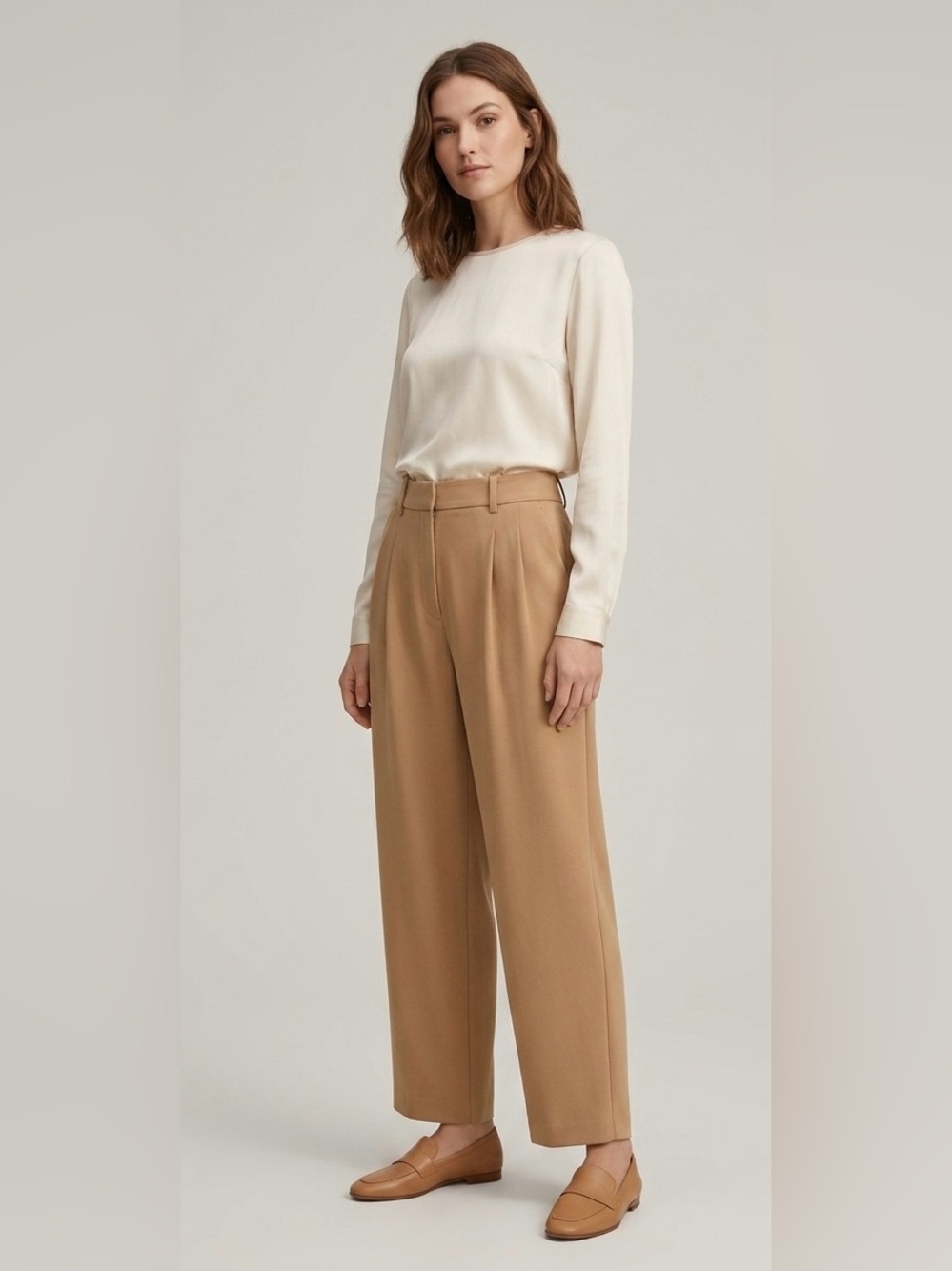 Aritzia Wilfred Crepette High-Waisted Carrot Pant - Camel‎ Brown